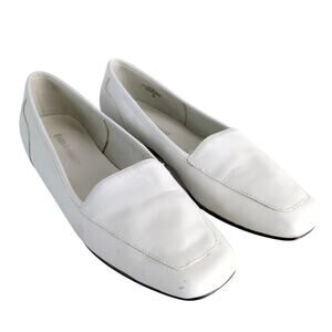 Enzo Angiolini "Liberty" Women's 8N White Leather Flats Loafer Slip-On Shoes